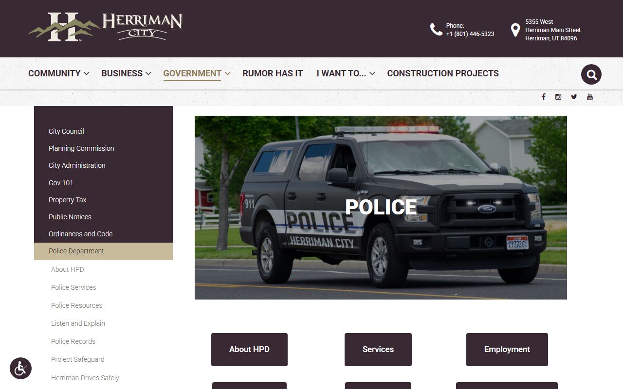 Herriman Police Department records page for Herriman recent bookings
