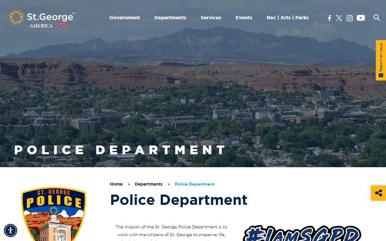 St. George Police Department page for St. George Recent Bookings
