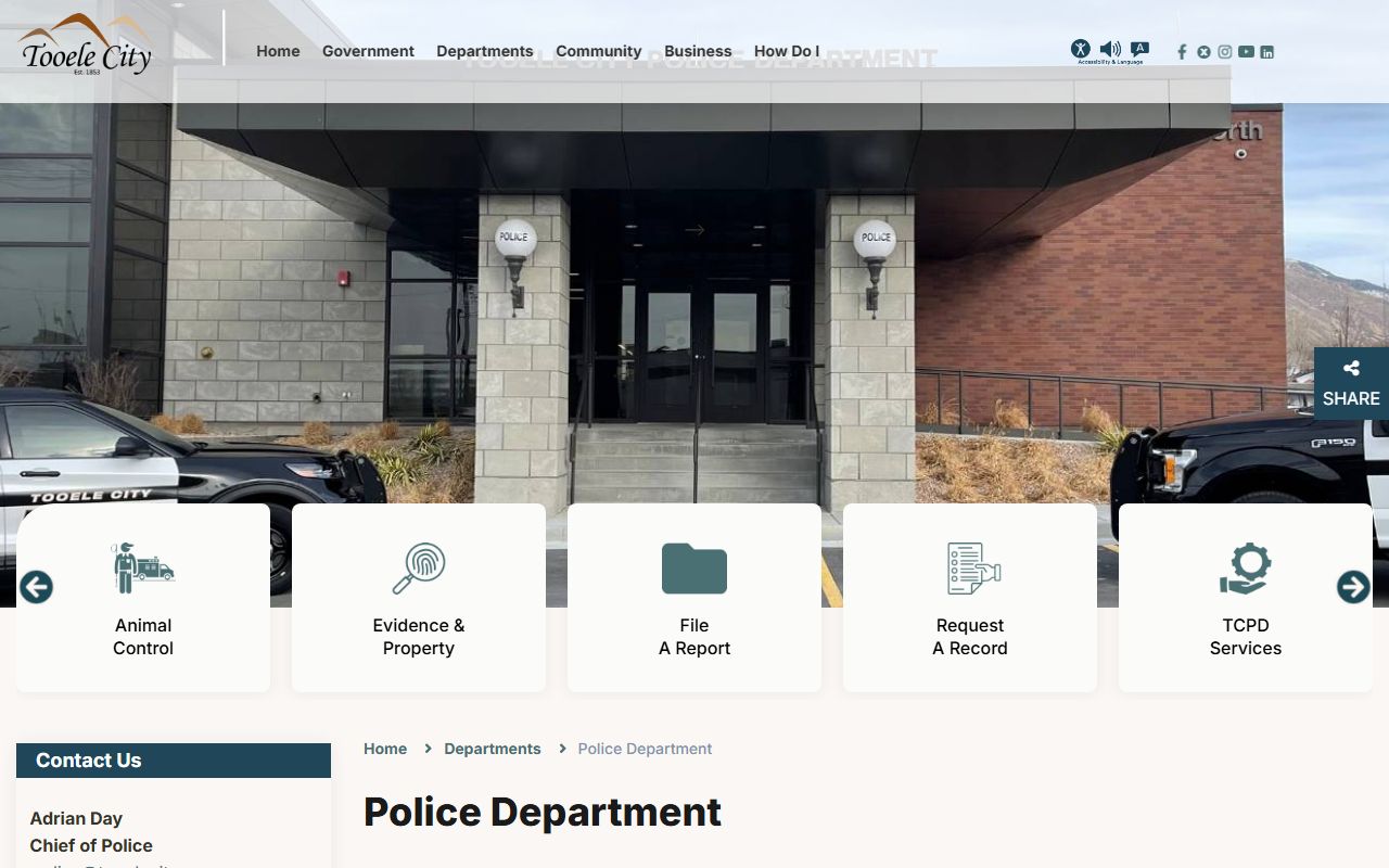 Tooele City Police Department page for Tooele recent bookings