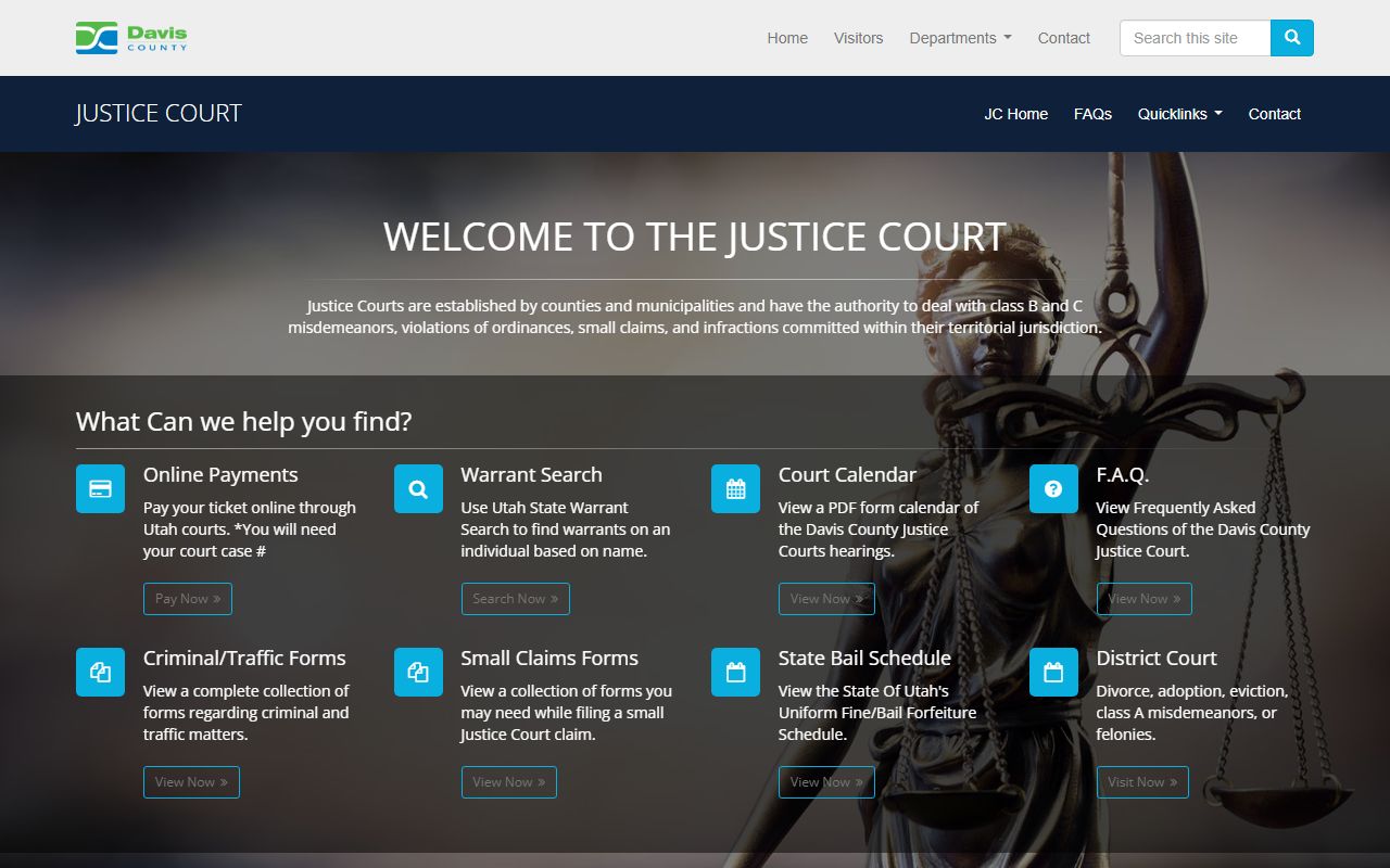 Davis County Justice Court Recent Bookings resource