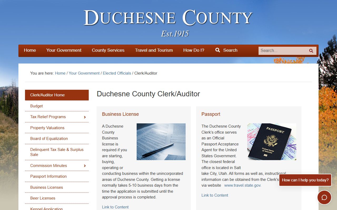 Duchesne County Clerk office page with Duchesne County recent bookings context