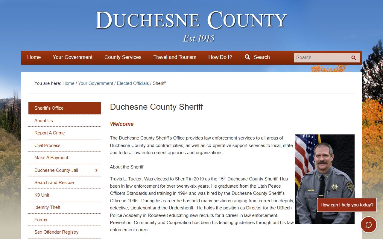 Duchesne County Sheriff Office page for Duchesne County recent bookings