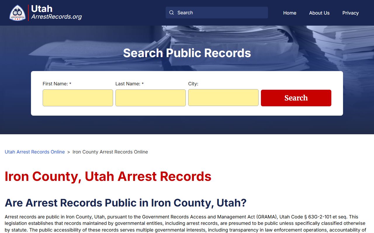 Iron County arrest records guide for recent bookings