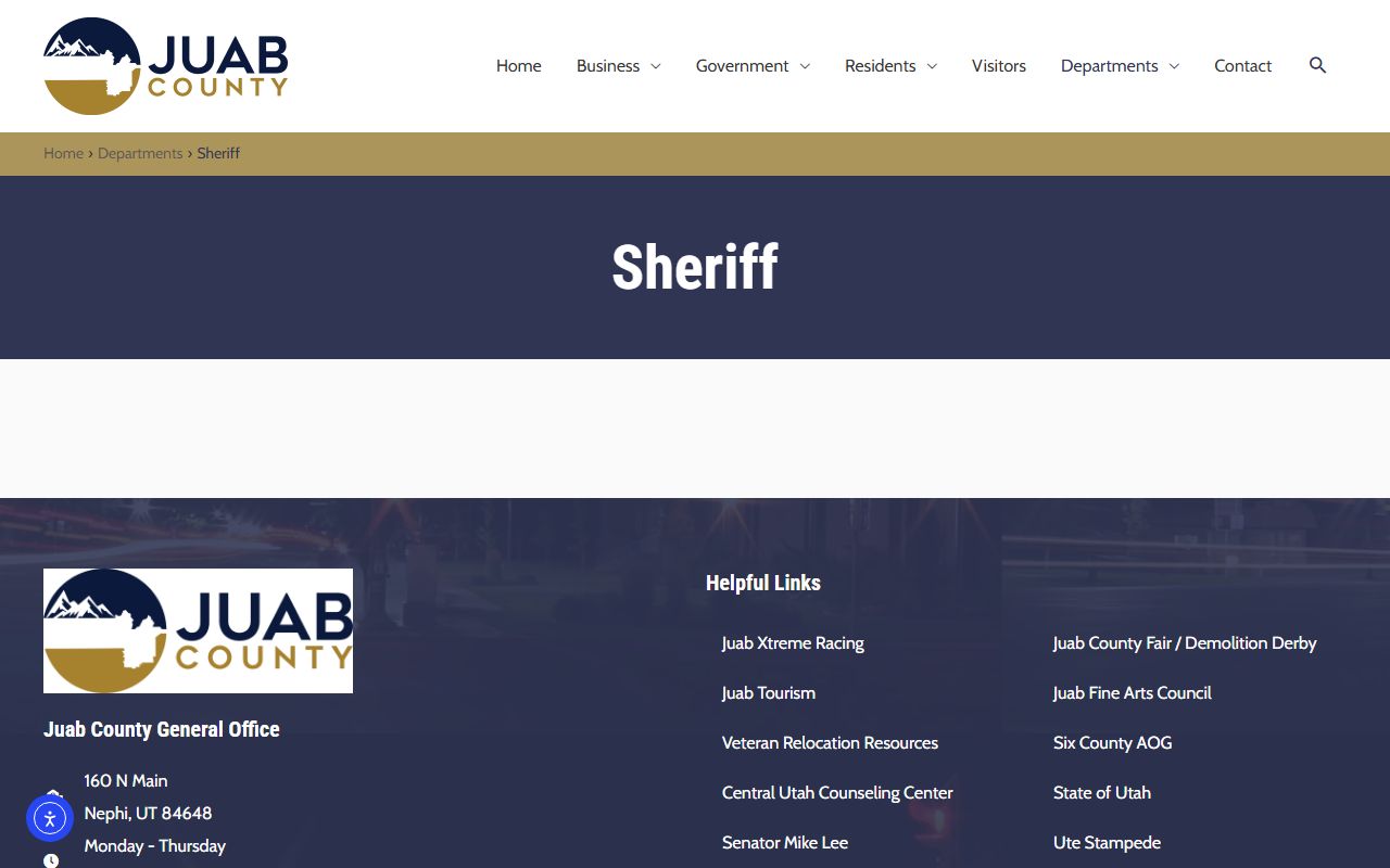 Juab County Sheriff Office page for Juab County recent bookings