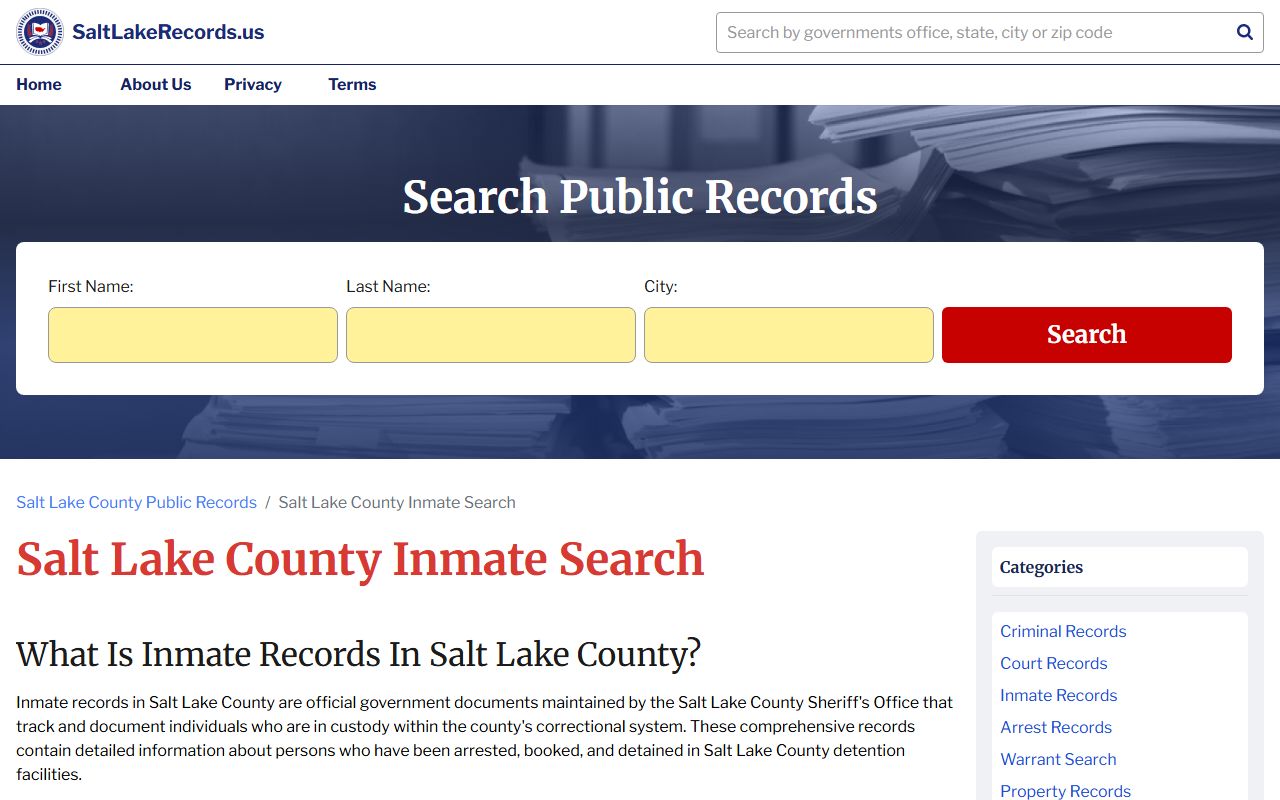 Salt Lake County inmate search Recent Bookings