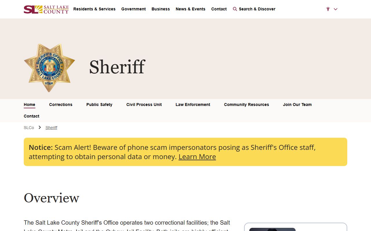 Salt Lake County Sheriff Office Recent Bookings portal