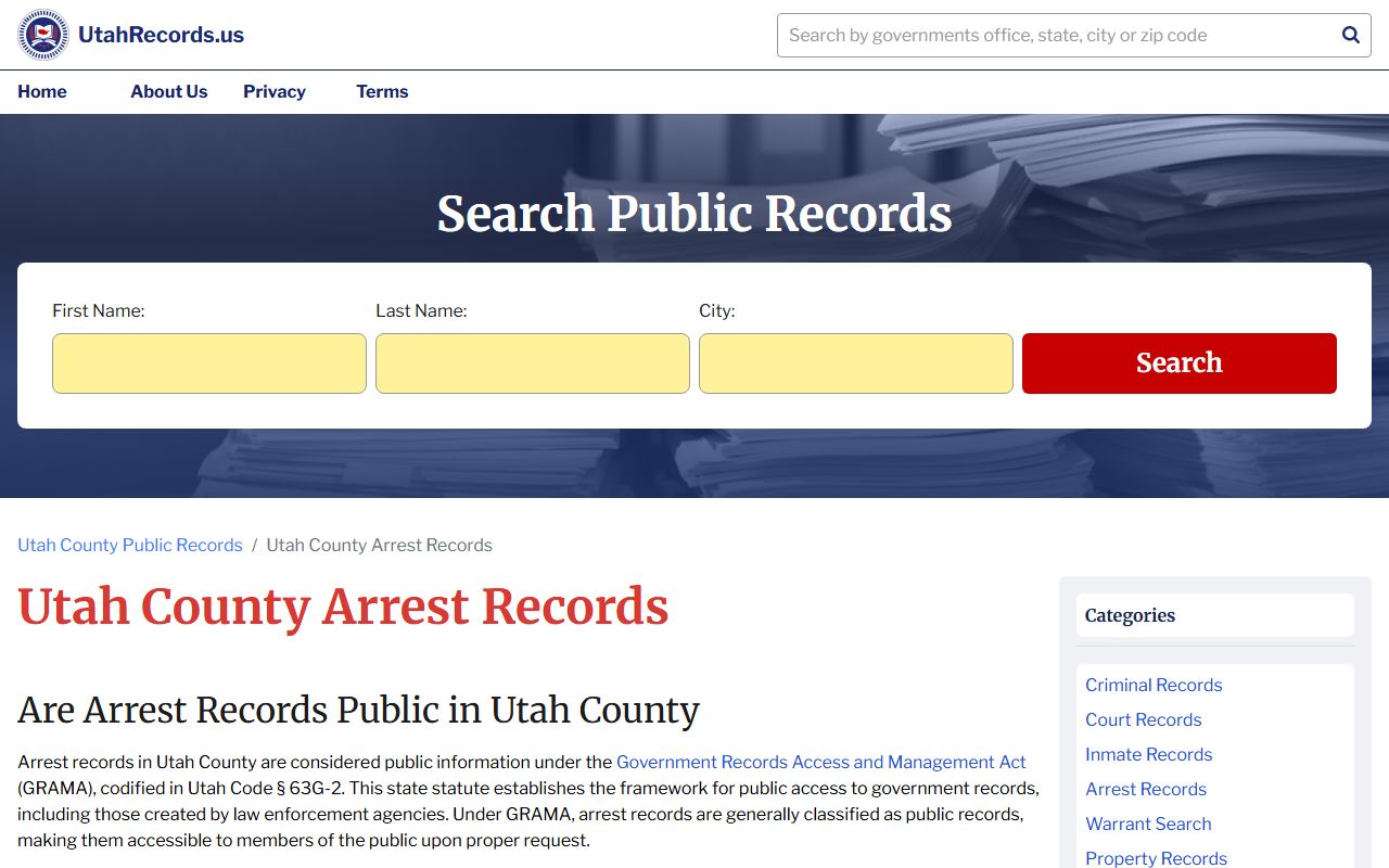 Utah County arrest records Recent Bookings info