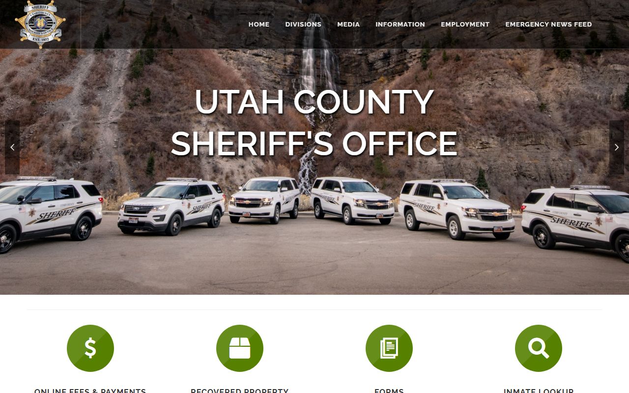 Utah County Sheriff main site used for Provo Recent Bookings search