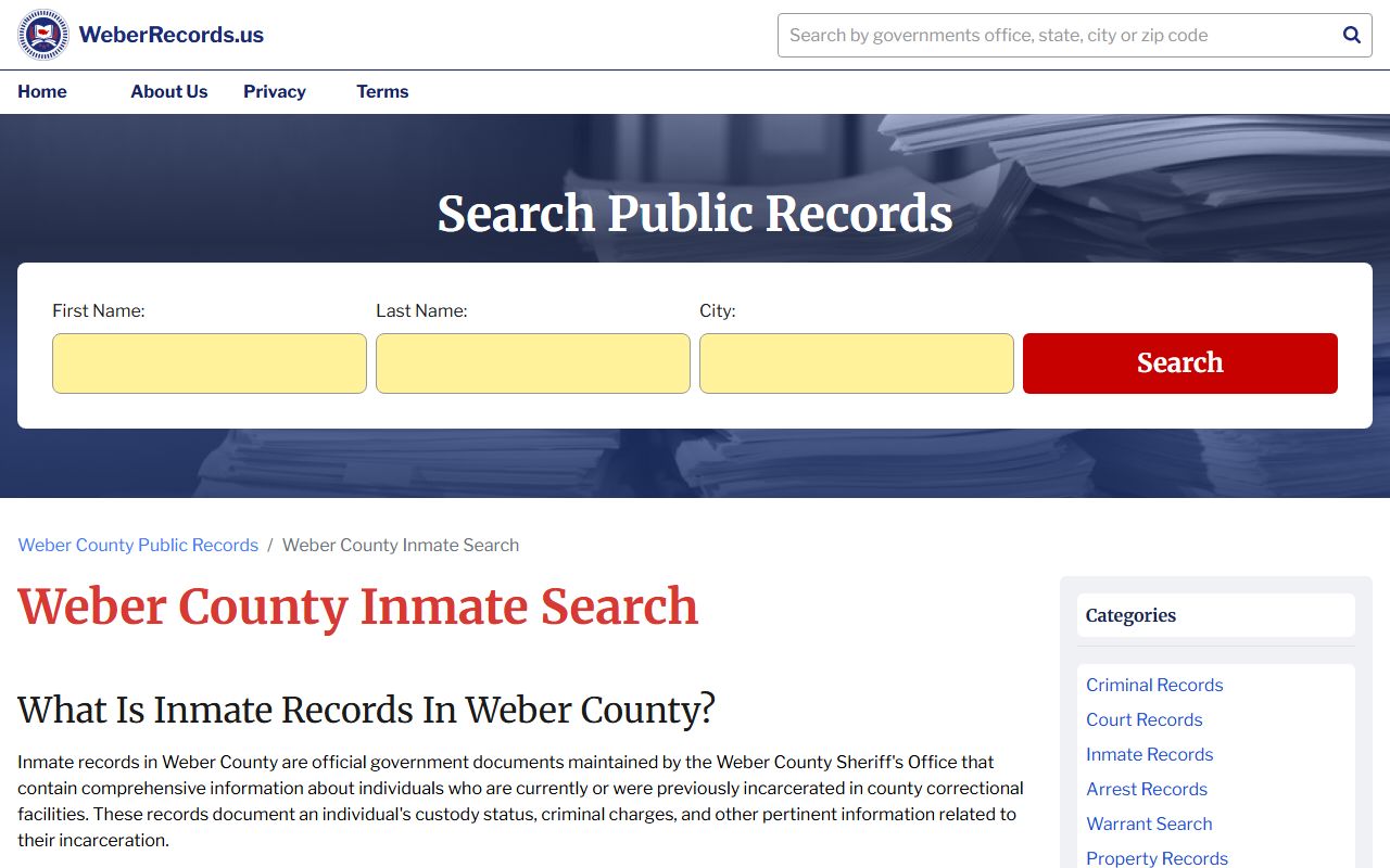 Weber County inmate records Recent Bookings lookup